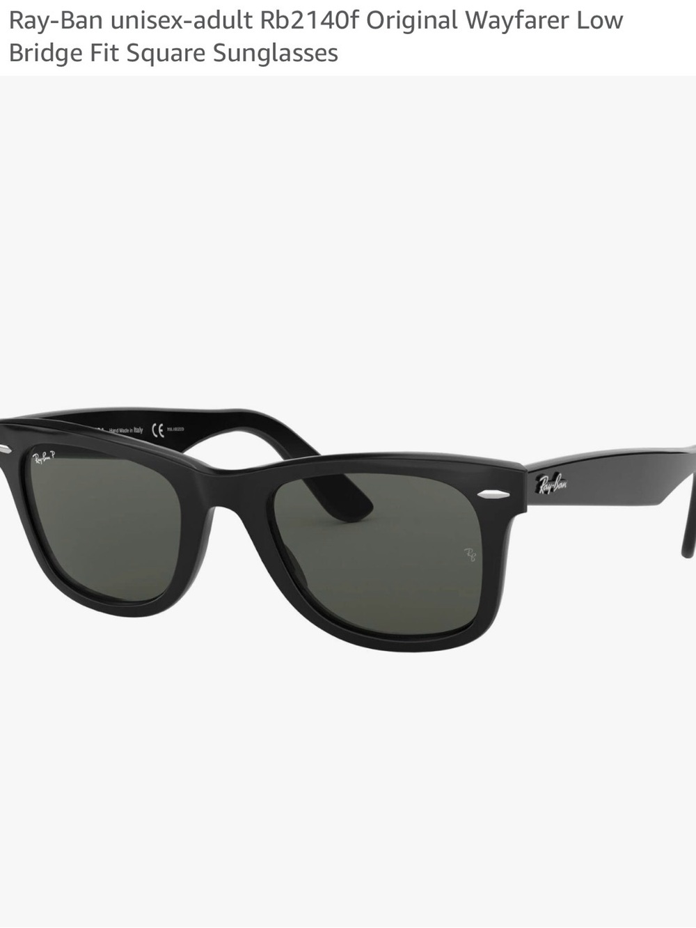 NWOT Ray-Ban Classic Wayfarer RB2140 Low Bridge Fit